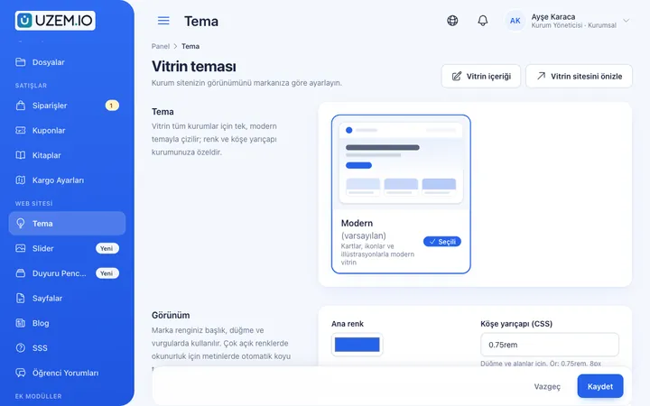 Storefront theme settings