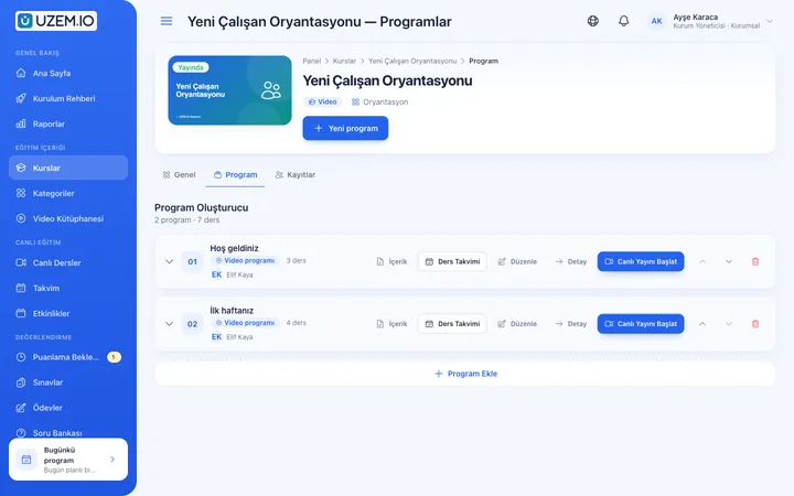 Program ve ders planı